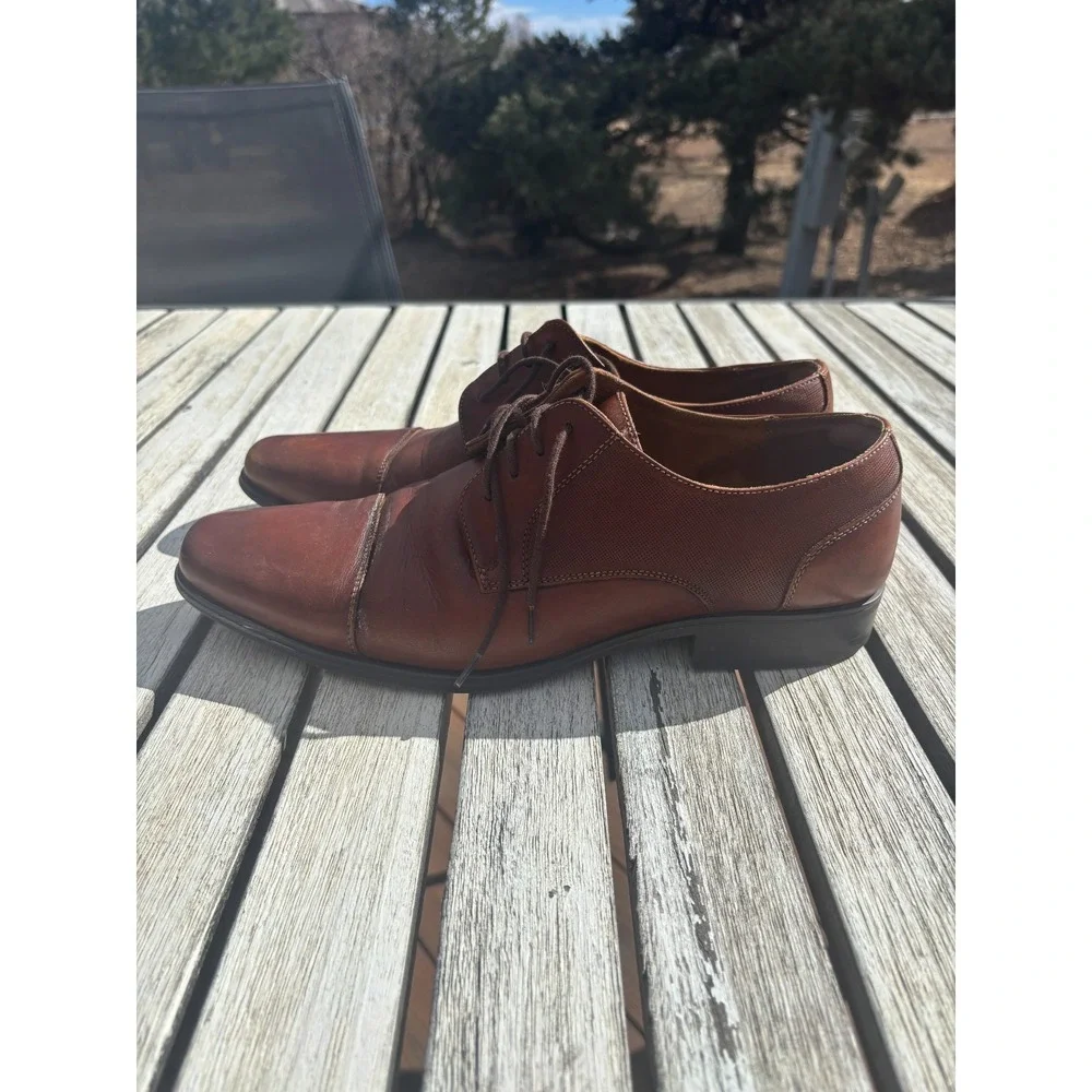 Florsheim Mens Brown Leather Cap Toe Oxford Dress Shoes 11924-221‎ Size 10.5M